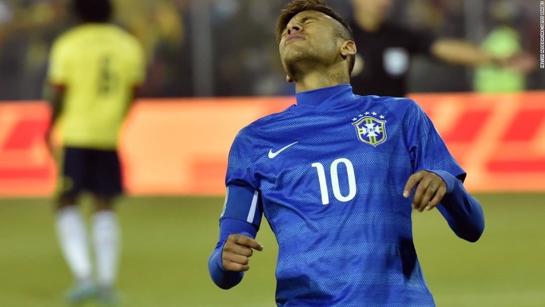 Neymar endured a frustrating night as Brazil suffered a 1-0 defeat by Colombia at the Copa America in Chile. The Barcelona star was unable to conjure an equalizer and was sent off late on.