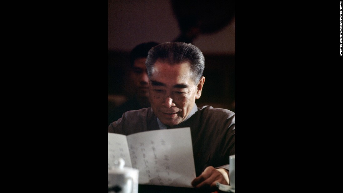 Barbey also captured this unguarded moment of Zhou. &quot;He&#39;s not reading a speech, he&#39;s looking at the menu, and you can see on his face he&#39;s quite happy about what he&#39;s about to have for dinner.&quot;