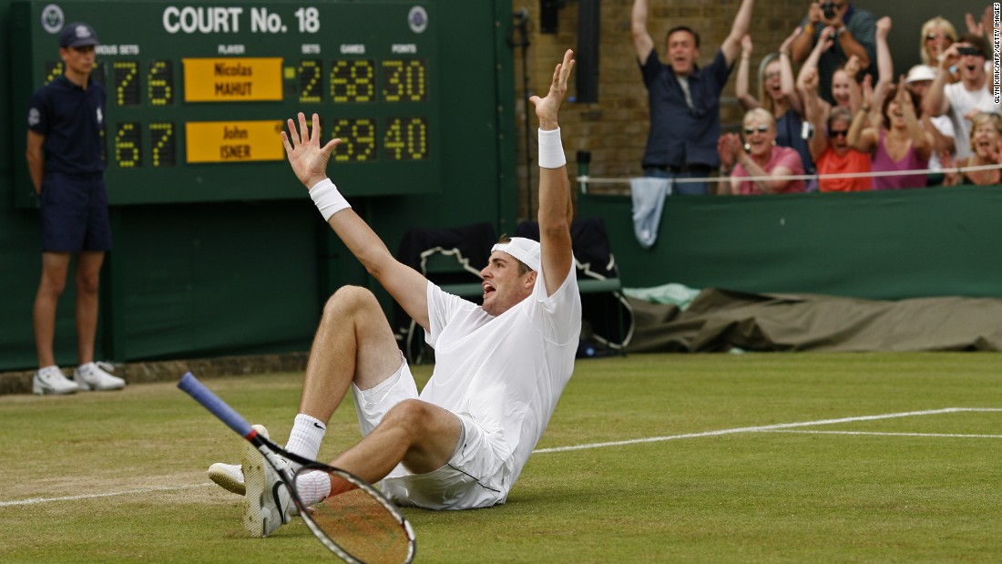 This was the moment of victory for Isner, who prevailed 70-68 in the fifth set in a match that lasted 11 hours, five minutes and stretched to three days. 