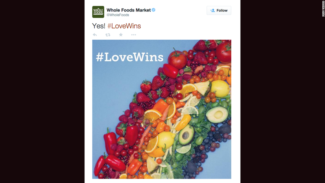 Many companies, including Whole Foods, AT&amp;amp;T and Coke, celebrated the Supreme Court decision by turning logos into rainbows. 