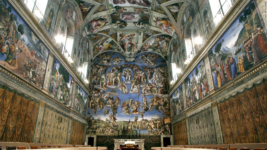 The ceiling of the Vatican&#39;s Sistine Chapel, painted by Michelangelo, attracts millions of tourists each year. Last year a new heating and cooling system was introduced in order to try to combat the harmful side effects of tourism. 