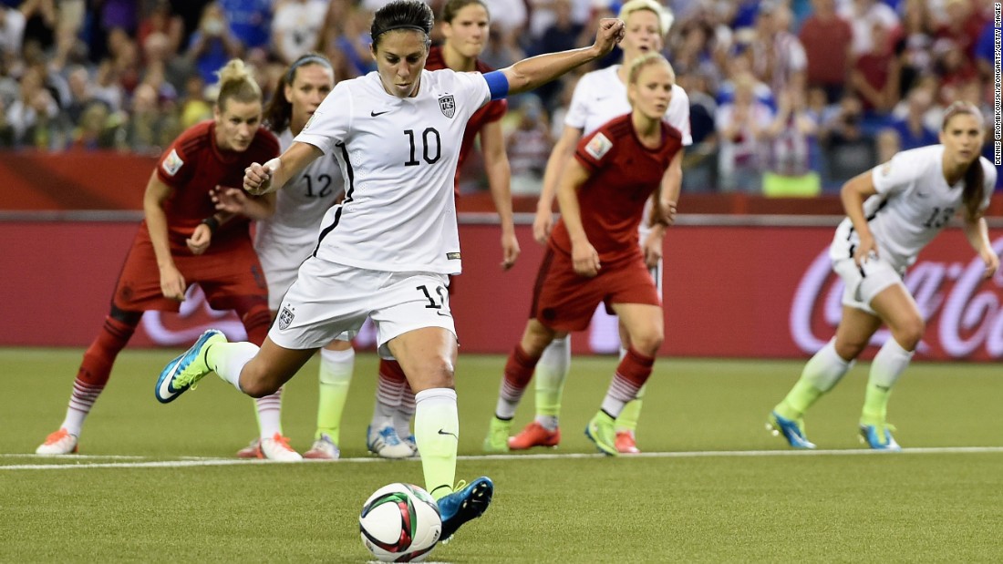 Carli Lloyd scores the Americans&#39; opening goal from a penalty.