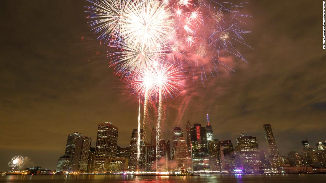 Fireworks illuminate the sky over the East River during the 39th annual Macy&#39;s Fourth of July fireworks show in New York City on Saturday, July 4.