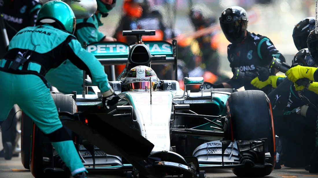 A super efficient pit stop enabled Hamilton to take the lead for the first time after a conceding the early lead off the start. 
