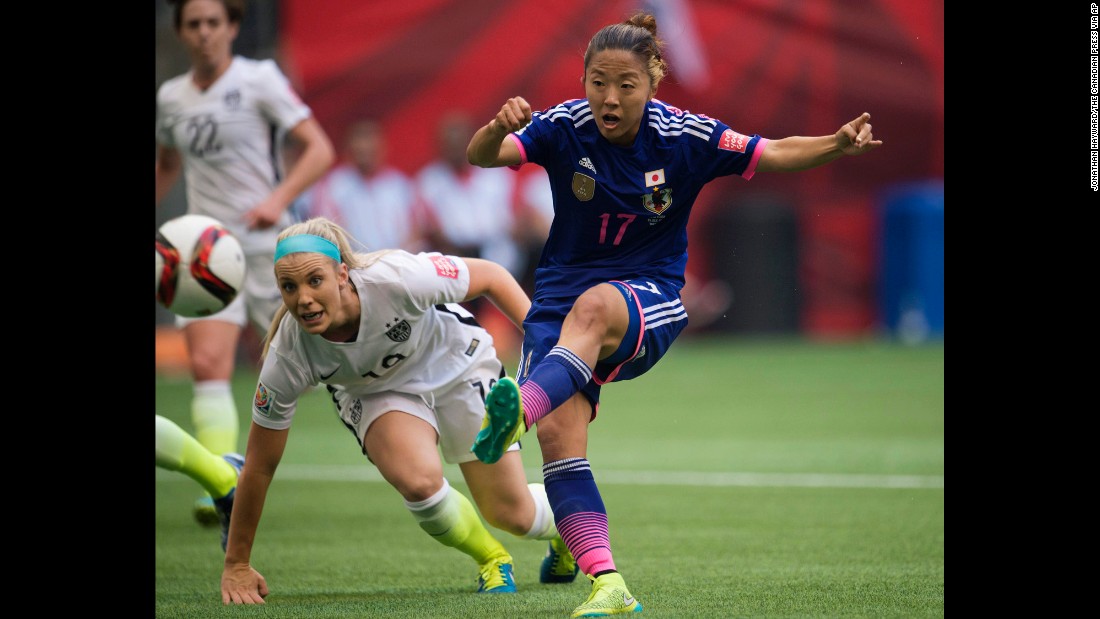 Japan&#39;s Yuki Ogimi of Japan scores a goal during the first half.