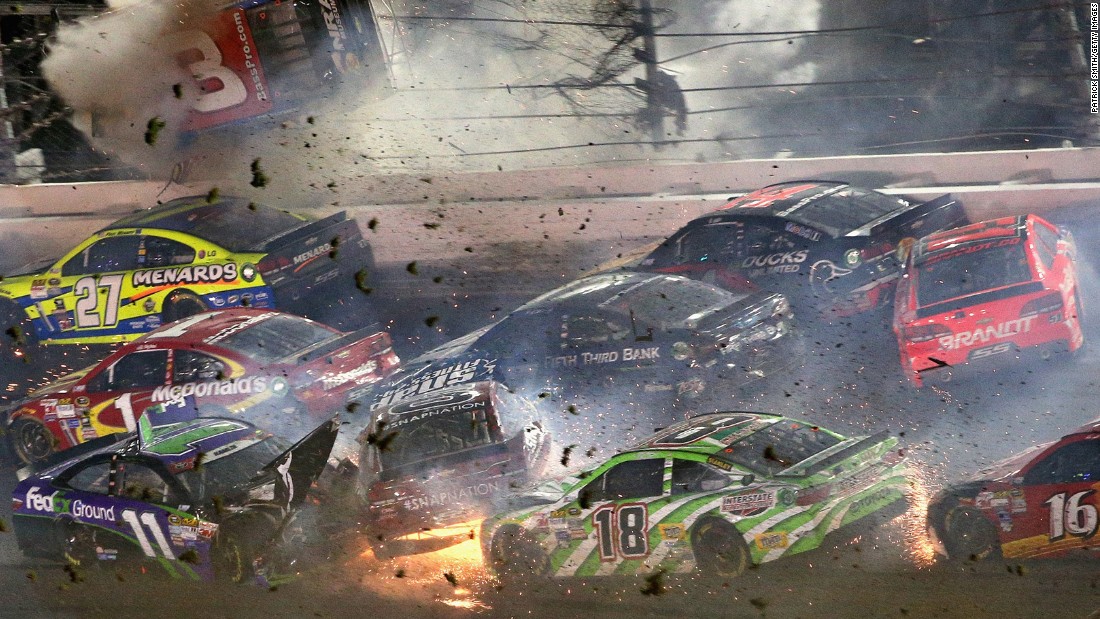 Austin Dillon, driver of the No. 3 Chevrolet,&lt;a href=&quot;http://www.cnn.com/2015/07/06/us/daytona-race-crash/index.html&quot;&gt; slams into the catch fence &lt;/a&gt;during the final lap of the NASCAR Coke Zero 400 at Daytona International Speedway in Daytona Beach, Florida, early on Monday, July 6. One spectator was sent to the hospital with injuries. Dillon walked away from the wreck.