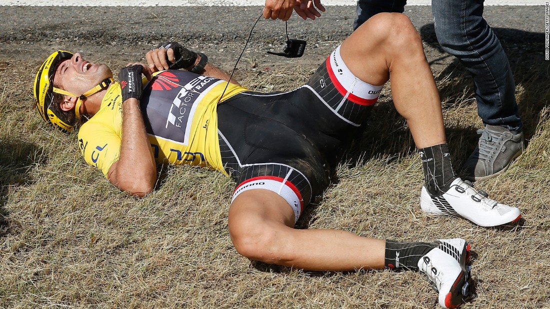 Overnight leader Fabian Cancellara was thrown over his handlebars. The Swiss rider fractured his back earlier in the season but managed to get back on his bike and struggle manfully to the finish. Others were unable to continue. William Bonnet of France, Dutch rider Tom Dumoulin, Australia&#39;s Simon Gerrans and Dmitry Kozontchuk of Russia were all forced to retire from the race. Cancellara would later withdraw himself after it was revealed he had suffered another fractured vertebrae. 