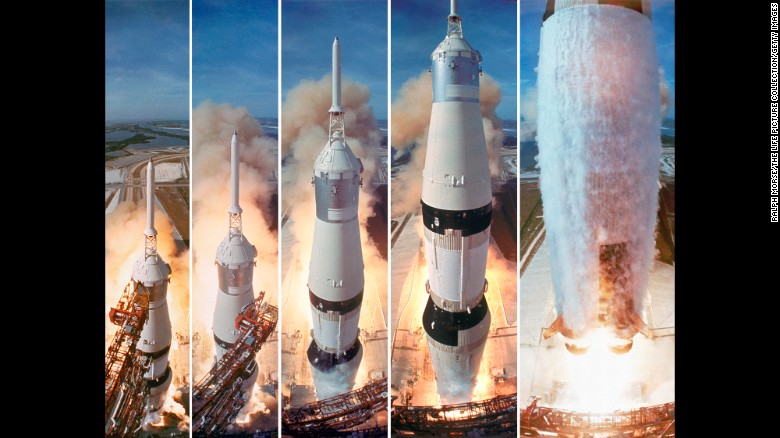 At 9:32 a.m. on July 16, 1969, NASA&#39;s Apollo 11 spacecraft was launched by a Saturn V rocket from the Kennedy Space Center in Florida. On board were astronauts Neil Armstrong, Buzz Aldrin and Michael Collins. Four days later, on July 20, they would become the first men to land on the moon.