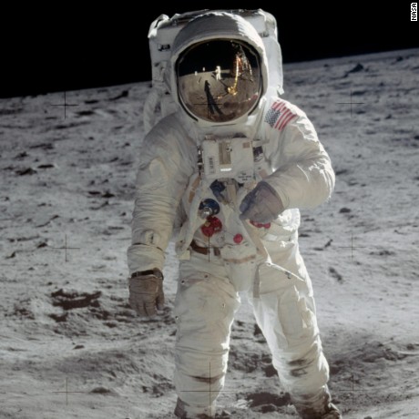 Astronaut Buzz Aldrin walks on the surface of the moon near the leg of the lunar module Eagle during the Apollo 11 mission. Mission commander Neil Armstrong took this photograph with a 70mm lunar surface camera. While astronauts Armstrong and Aldrin explored the Sea of Tranquility region of the moon, astronaut Michael Collin remained with the comma
