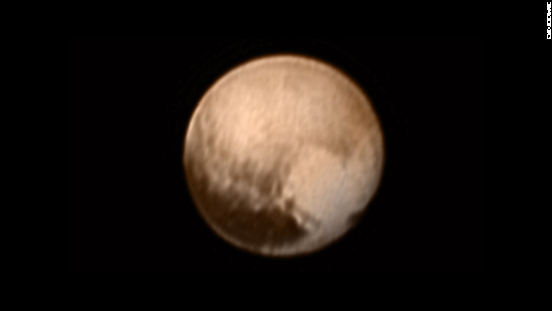 Do you see a heart on Pluto? This image was taken on July 7 by New Horizons when it was about 5 million miles from the planet. Look to the lower right, and you&#39;ll see a large bright area -- about 1,200 miles across -- that resembles a heart. 