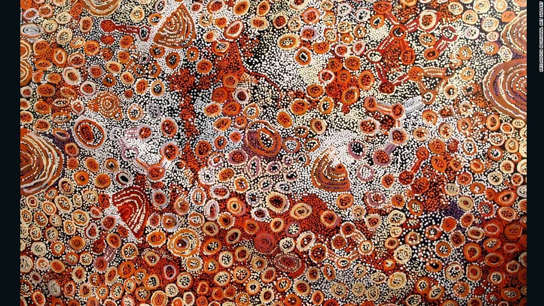 Aboriginal culture&lt;a href=&quot;http://www.aboriginal-art-australia.com/aboriginal-art-library/the-story-of-aboriginal-art/&quot; target=&quot;_blank&quot;&gt; dates as far back as 80,000 years&lt;/a&gt;, but modern canvas works are finding popularity with international buyers. Pictured, &quot;Marrapinti&quot; by Naata Nungurrayi. Her work often hints at sacred women&#39;s ceremonial sites, their dancing, and the designs on their bodies.&lt;br /&gt;