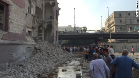 Aftermath of explosion near the Italian consulate in downtown Cairo
