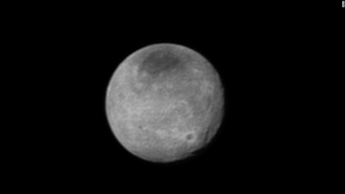 New Horizons snapped this photo of Charon on July 12. It reveals a system of chasms larger than the Grand Canyon. The spacecraft was 1.6 million miles away when the image was taken.