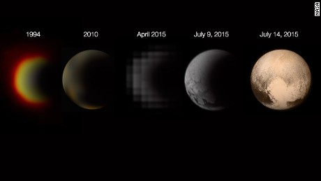 Photos of Pluto taken over time show how the planet has come into focus.