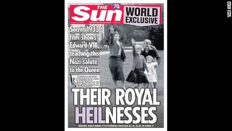 The Sun newspaper published decades-old footage of Britain&#39;s Queen Elizabeth II giving a Nazi salute as a young girl.