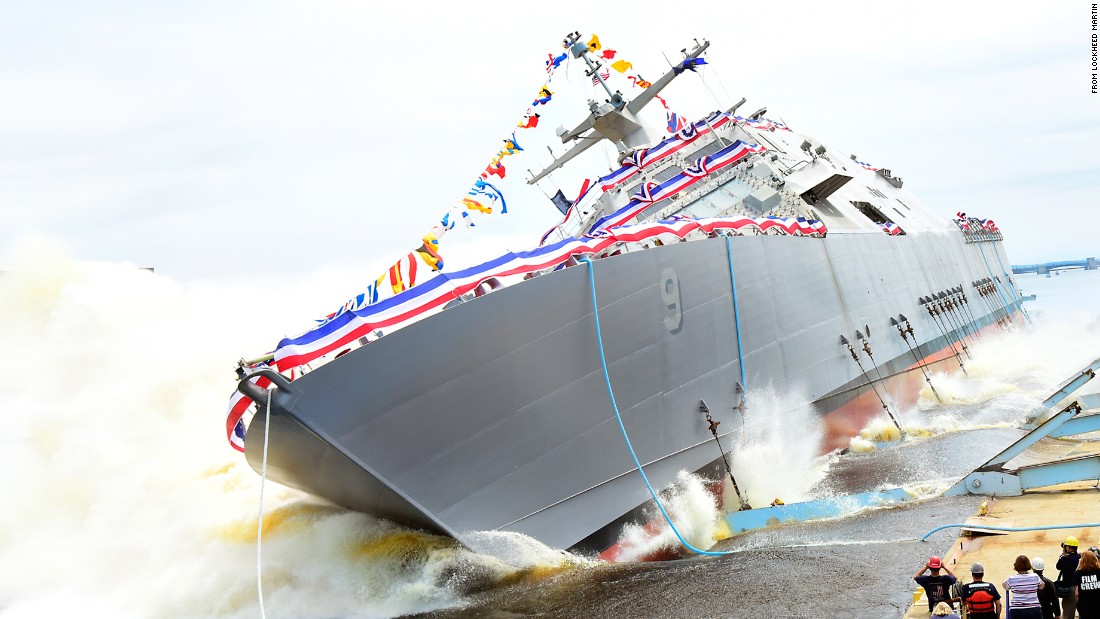 The budget request includes money for two littoral combat ships like the USS Little Rock, shown here after it was christened in 2015. The 2017 budget stipulates that the Navy will reduce its planned littoral combat ship/fast frigate procurement from 52 ships to 40.