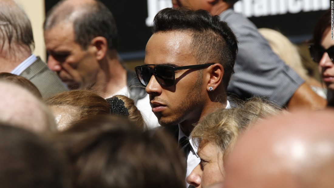 World champion Lewis Hamilton was one of many drivers who attended the funeral of their popular racing peer.