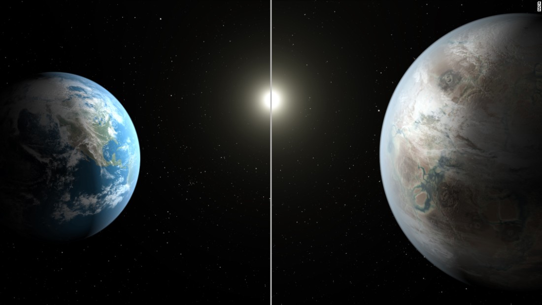 Kepler-452b is about 60% larger than Earth, left. It&#39;s about 1,400 light-years from Earth in the constellation Cygnus.