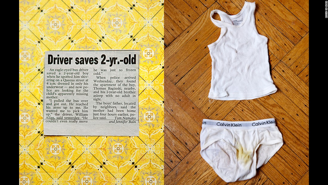 At right is the underwear Thomas was said to be wearing on the night he was found on the streets. At left is the story from the New York Post.