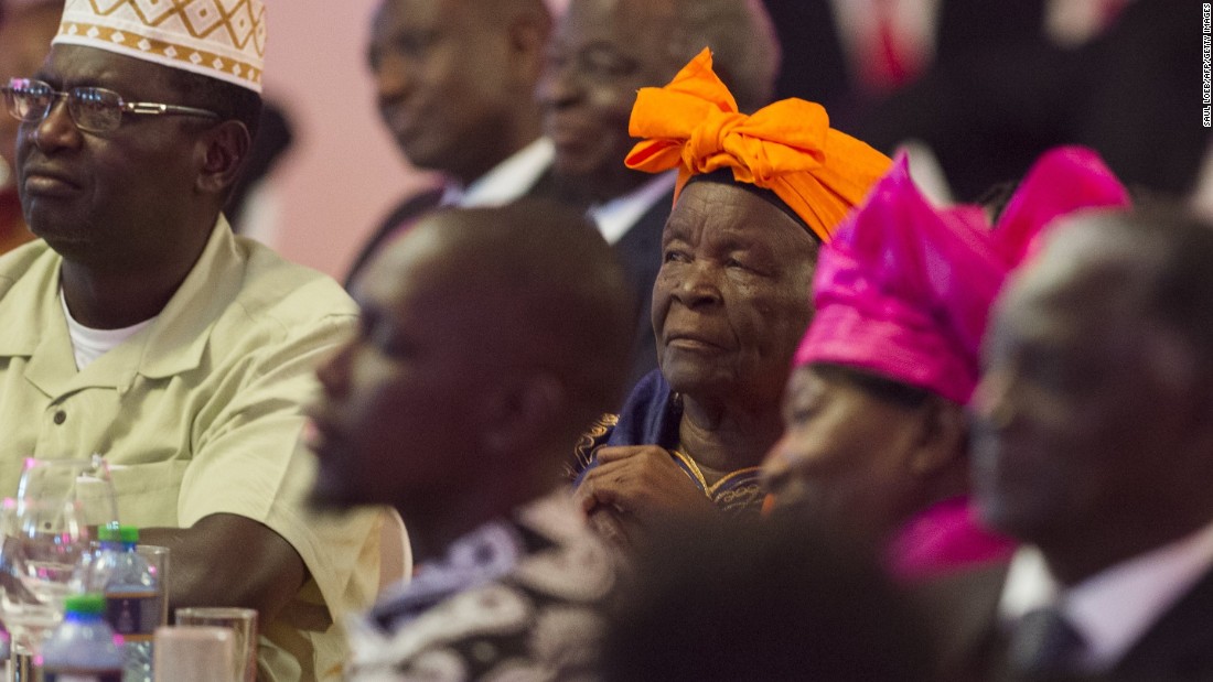 Obama&#39;s step-grandmother, Mama Sarah, attends the state dinner in Nairobi on July 25. 