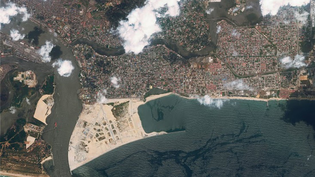 It&#39;s being constructed on 10 square kilometers of reclaimed land from the Atlantic Ocean, as shown in this satellite image.