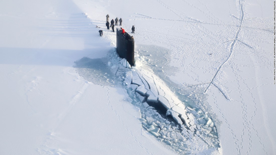 The Los Angeles-class attack submarine USS Hampton surfaces through Arctic ice in March 2014. The Los Angeles-class is the biggest in the Navy&#39;s sub fleet, with a few dozen in commission. These subs displace 6,900 tons and are 360 feet long. The class was introduced in 1976.