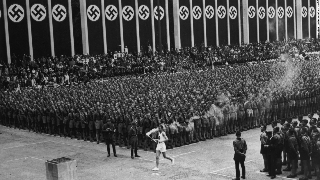 These Games will forever be associated with Adolf Hitler and his brutal regime. Germany&#39;s Fuhrer viewed it as an ideal opportunity&lt;a href=&quot;/2015/07/31/sport/germany-berlin-jewish-olympics-maccabi/index.html&quot; target=&quot;_blank&quot;&gt; to show the supremacy of the Aryan race&lt;/a&gt;, but American Jesse Owens flew in the face of such prejudices by winning four gold medals -- three in sprint events and one in the long jump. The first torch relay was held, with the flame carried from Mount Olympus to the Olympic Stadium.