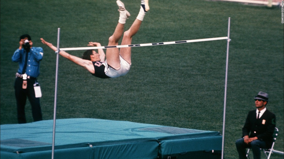 American Dick Fosbury changed the high jump forever by claiming the gold medal with his revolutionary &quot;Fosbury Flop&quot; technique. It has since become the dominant technique in the event.