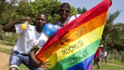 150805113605 ugandan men rainbow flag entebbe hp video Uganda: Leading scientists urge President Museveni to veto anti-LGBT bill