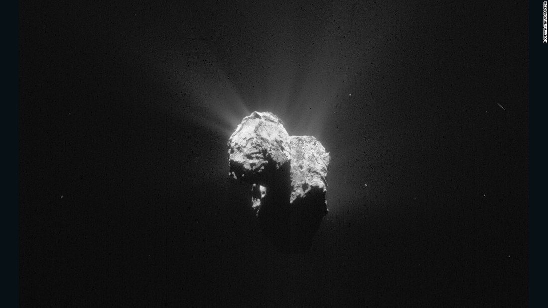 This image of Comet  67P/Churyumov-Gerasimenko was taken by Rosetta on July 8, 2015 as the spacecraft and comet headed toward their closest approach to the sun. Rosetta was about 125 miles (201 kilometers) from the comet when it took this image. 