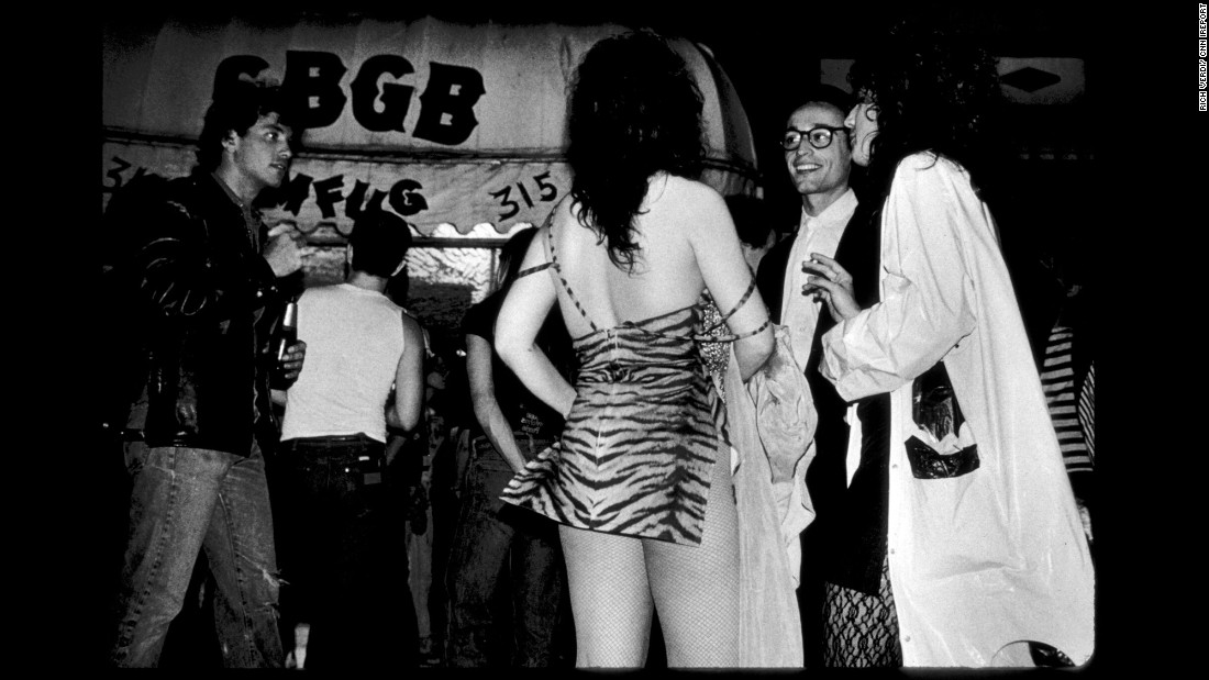 A typical scene outside CBGB in 1978.