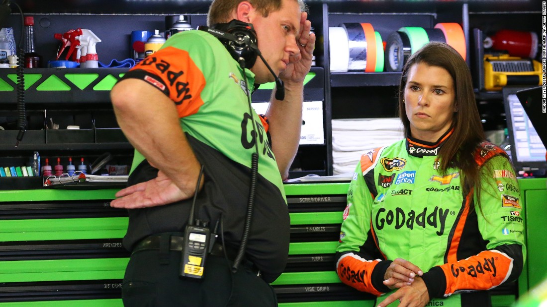 Patrick, seen here with her crew chief Daniel Knost, says she has never experienced sexism: &quot;Racing is, by all means, very male driven, it&#39;s mostly men but in this day and age those things are shifting.&quot;