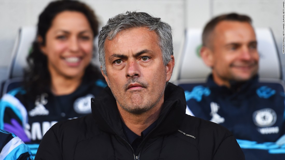 Mourinho looks on from the bench prior to the Premier League match between West Bromwich Albion and Chelsea at The Hawthorns on May 18, 2015. Carneiro is pictured to Mourinho&#39;s right.