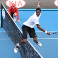 Monfils over net 