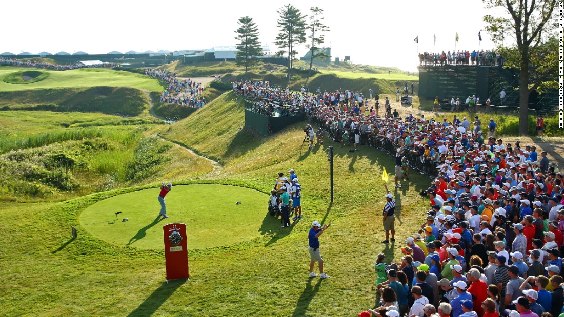 Top-ranked Rory McIlroy plays his shot from the 10th tee on Friday at Whistling Straits.