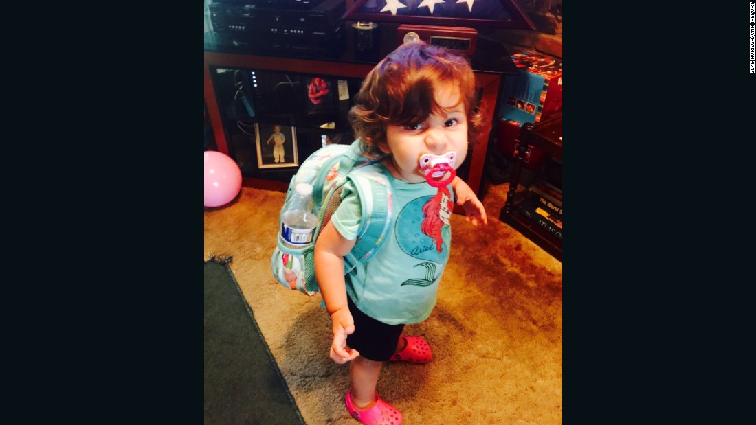 Natalie, age 1 and a half, is ready to take on the world with her backpack in Stafford, Virginia. She &quot;never leaves home without it,&quot; her mom says. It&#39;s filled with water, juice, a change of clothes and her favorite toy.