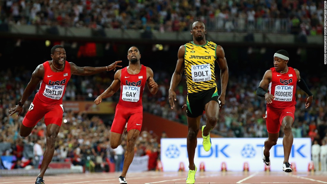 Bolt of Jamaica won in the Men&#39;s 100m final at the World Athletics Championships Beijing 2015 Sunday with a time of 9.79 seconds.