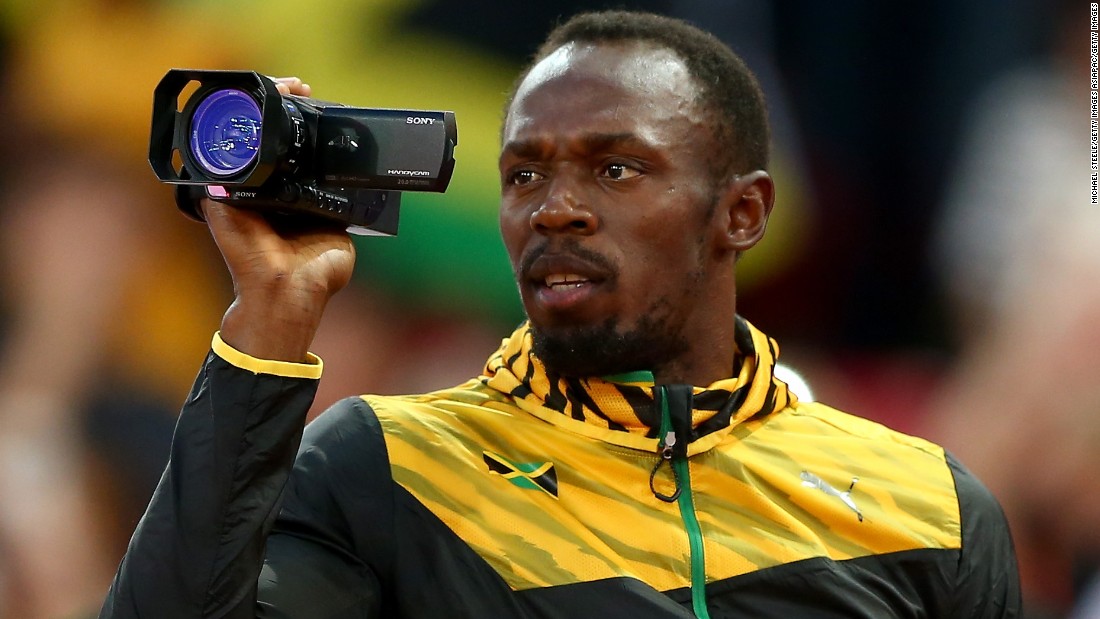 The best home video ever? Bolt records the medal ceremony during which he&#39;s given the gold he won in the men&#39;s 100 meter at the 2015 World Championships in Beijing.