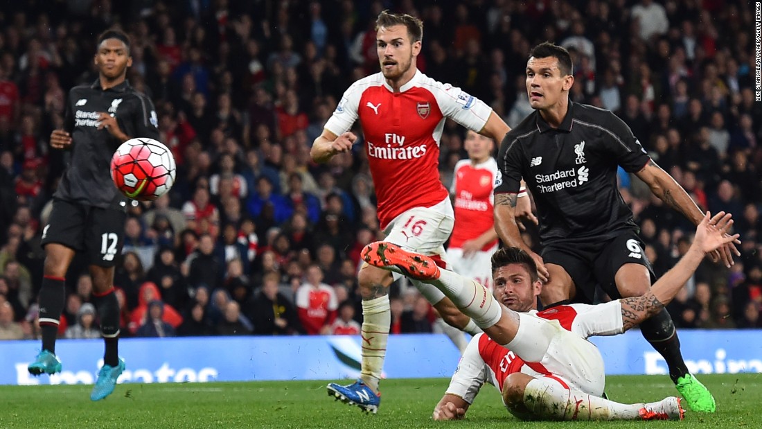 France striker Olivier Giroud should also have scored with this effort, but he slipped while shooting and Liverpool goalkeeper Simon Mignolet was able to clear the danger.