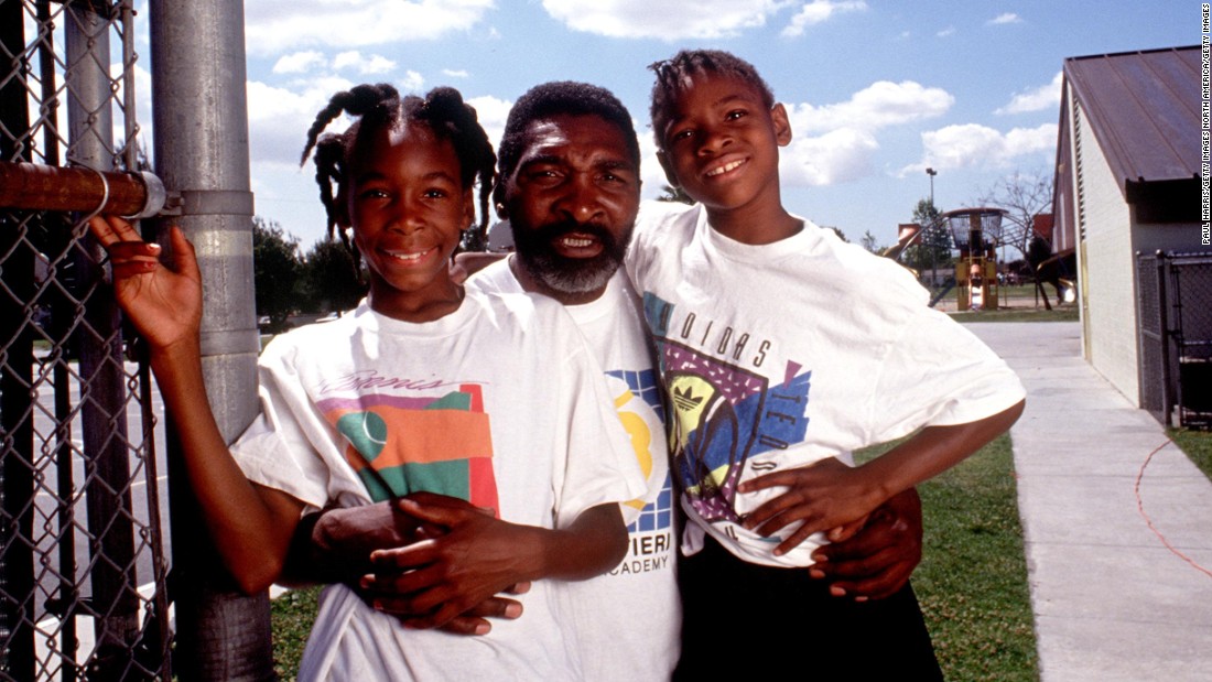Venus, left, is seen with her father, Richard, and her sister in 1991. Both of the girls would go on to become legends in their sport.
