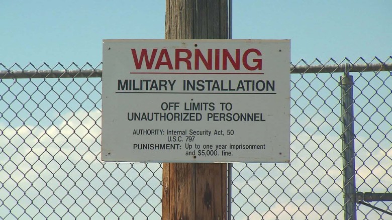 A warning sign posted outside the Area 51 facility.