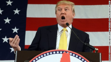 NASHUA, NH - APRIL 18: Donald Trump speaks at the First in the Nation Republican Leadership Summit April 18, 2015 in Nashua, New Hampshire. The Summit  brought together local and national Republicans and was attended by all the Republicans candidates as well as those eyeing a run for the nomination. (Photo by Darren McCollester/Getty Images)