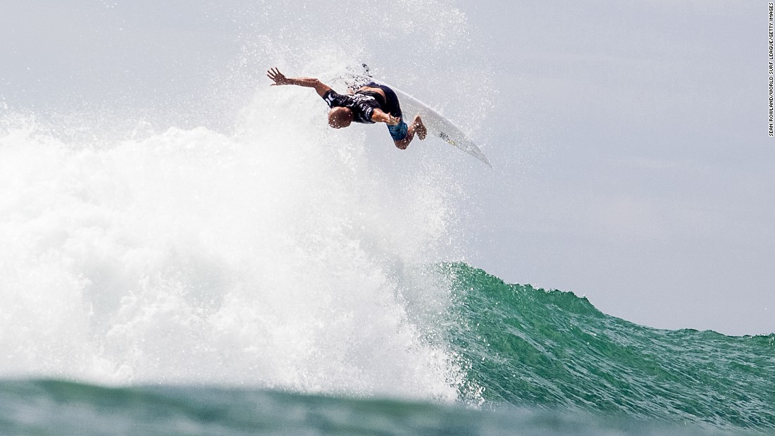 Kelly Slater surfs at the Hurley Pro on Saturday, September 12, in Lower Trestles, California.