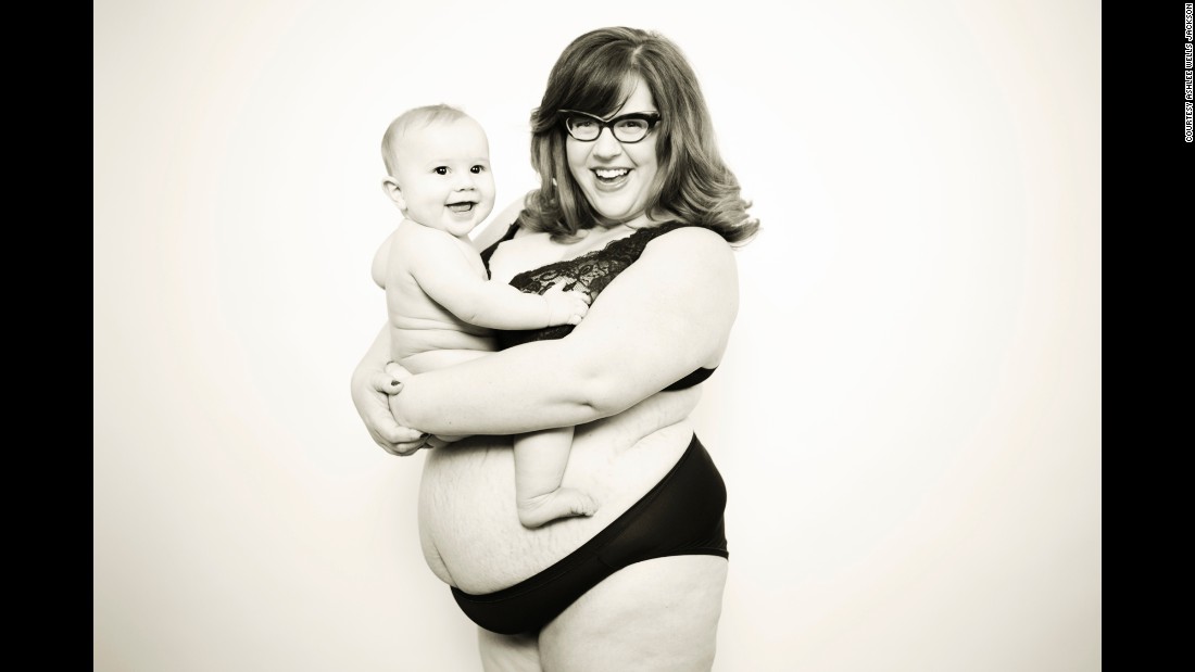 Hillary Scharmann, mother to Holden (7 months), says she was turned away from a hospital-based midwifery practice based on her BMI. A birth doula herself, she did the research to find a practice that would not automatically rate her as high-risk.  &quot;What good is there in hating on yourself?&quot; she told Jackson. &quot;Nurture and honor that body. Set this example for your children!&quot;