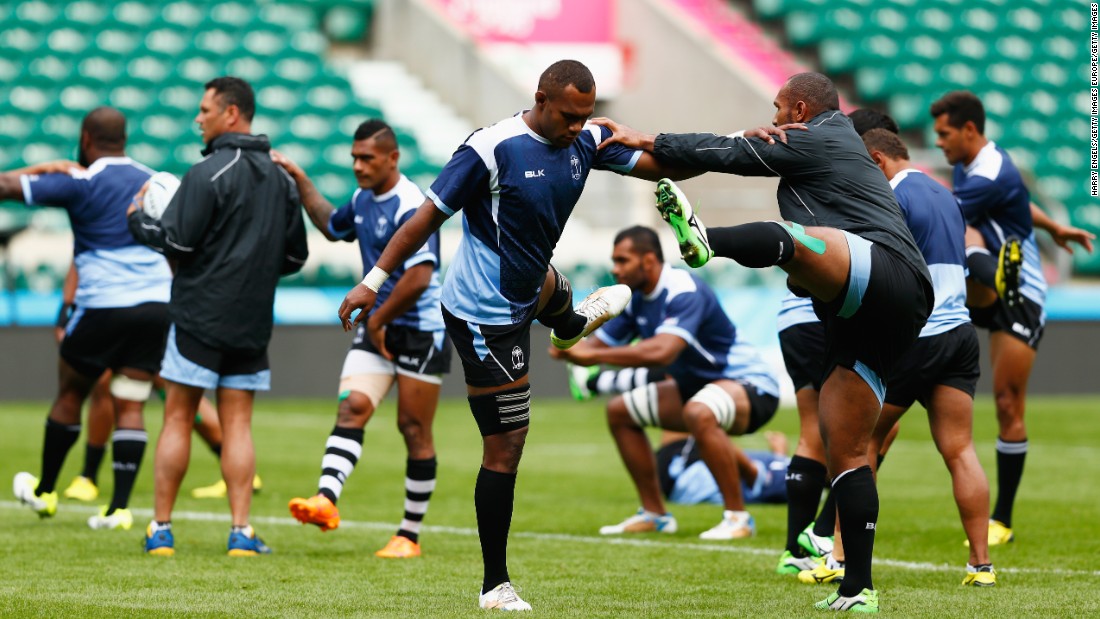 Fiji warm up ahead of Friday&#39;s opening match. 