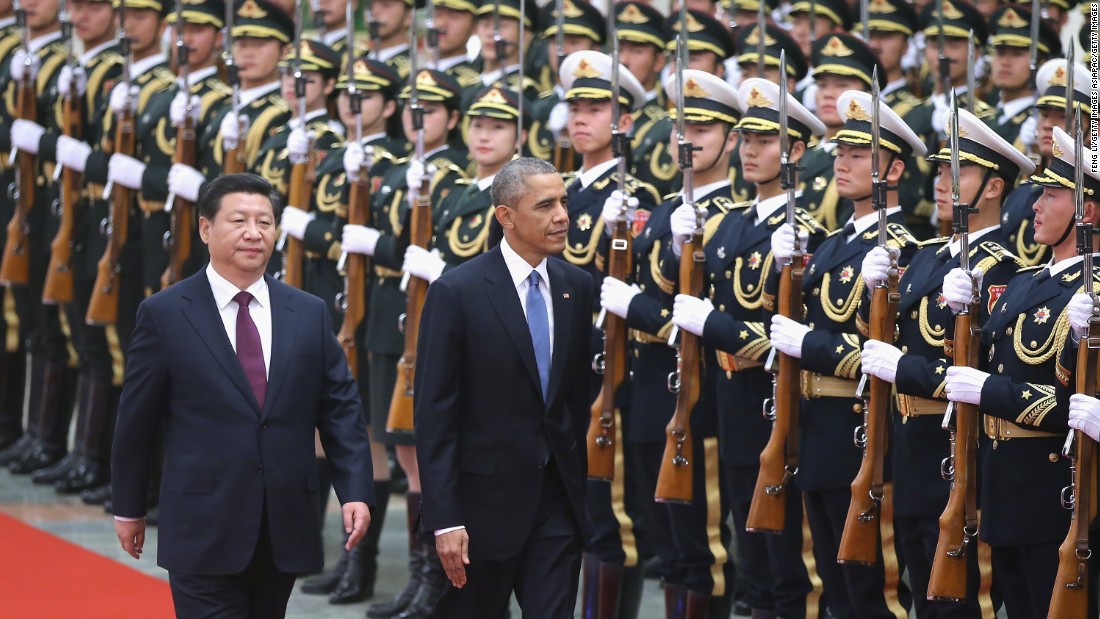 Chinese President Xi Jinping holds a welcoming ceremony for U.S. President Barack Obama at the Great Hall of the People on November 12, 2014 in Beijing, China.