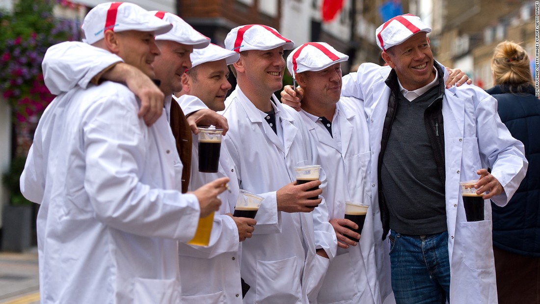 No major global sporting event would be complete without a few libations. Here England rugby fans drink at The Eel Pie pub near Twickenham.