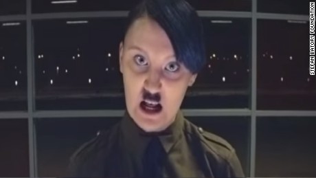 A YouTube video shows a  homophobic Polish teenager morphing into Hitler.