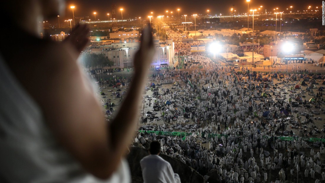 Muslim pilgrims pray on the Mountain of Mercy, on the plain of Arafat. Islam requires every Muslim who is physically and financially able to make the journey to Mecca at least once in his or her lifetime.