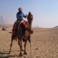 Rutland on a camel in Egypt